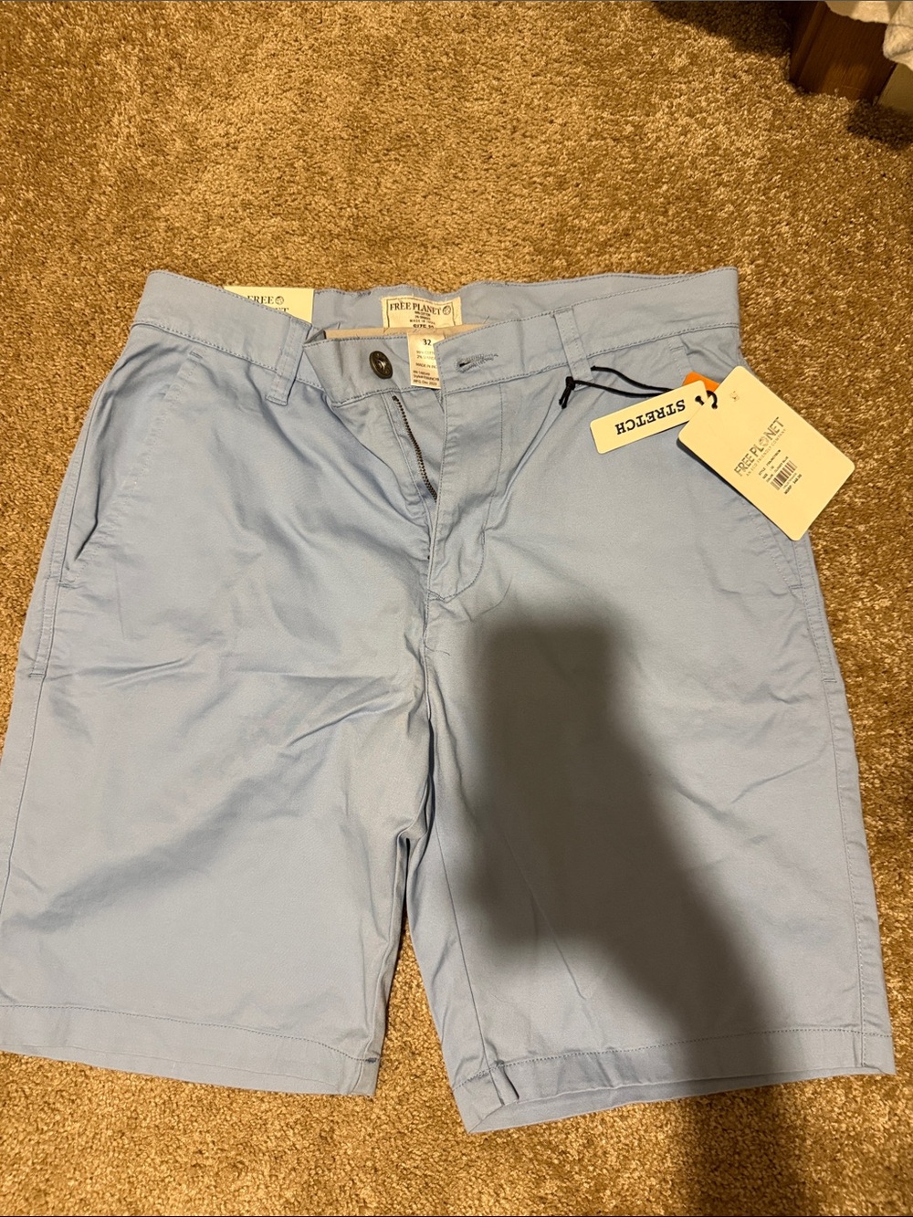 Free Planet Light Blue Flat Front Men's Shorts
